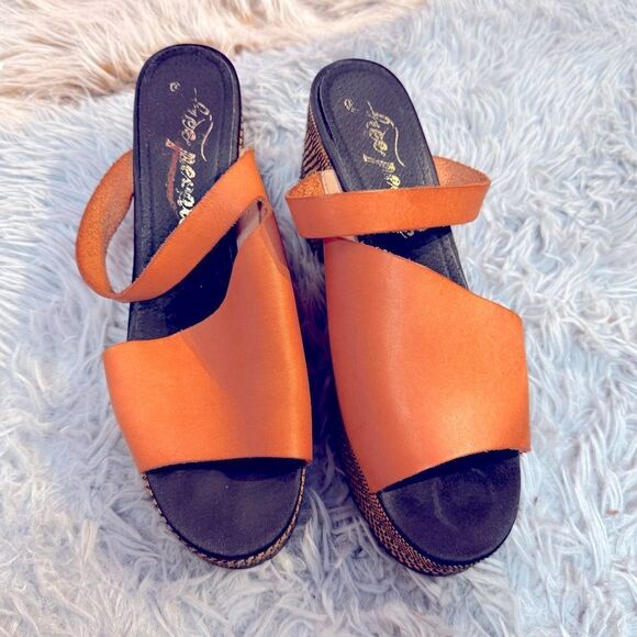 Free People Demi Platform Sandals Tan Leather Boho Sz 39 - Picture 4 of 9